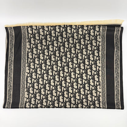 Dior le Shawl Black Beige Cashmere Silk Vintage Scarf — view 3