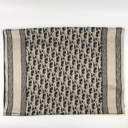 Dior le Shawl Black Beige Cashmere Silk Vintage Scarf — view 9
