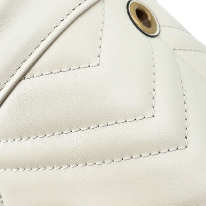 Gucci Chain Shoulder Bag GG Marmont Mini Small Quilted Drawstring White — view 6