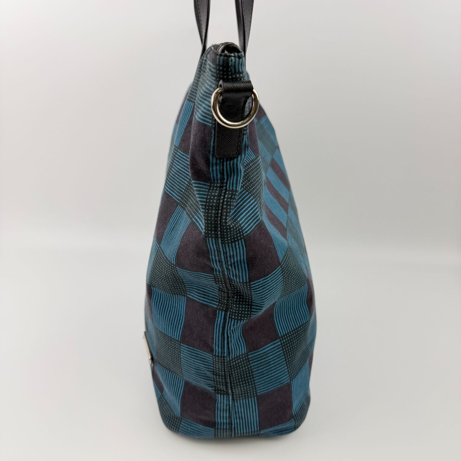 Prada Shoulder Bag Black Blue Canvas Vintage — view 6