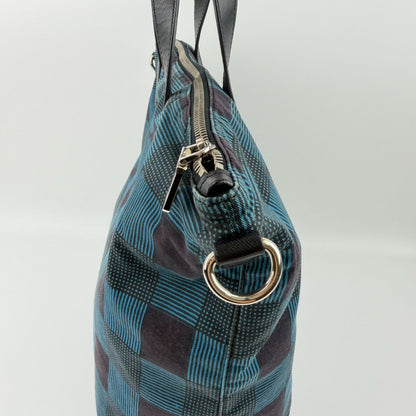 Prada Shoulder Bag Black Blue Canvas Vintage — view 9