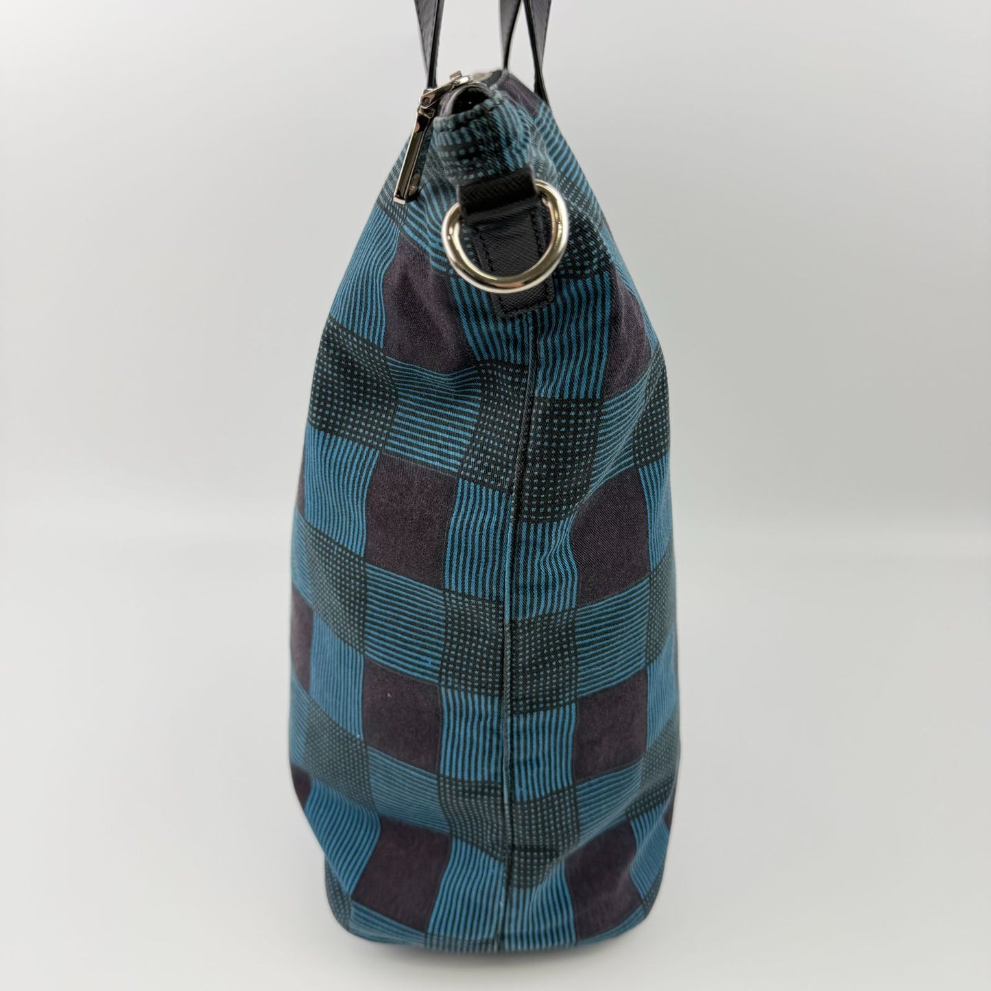 Prada Shoulder Bag Black Blue Canvas Vintage — view 8