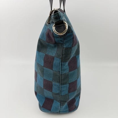 Prada Shoulder Bag Black Blue Canvas Vintage — view 8