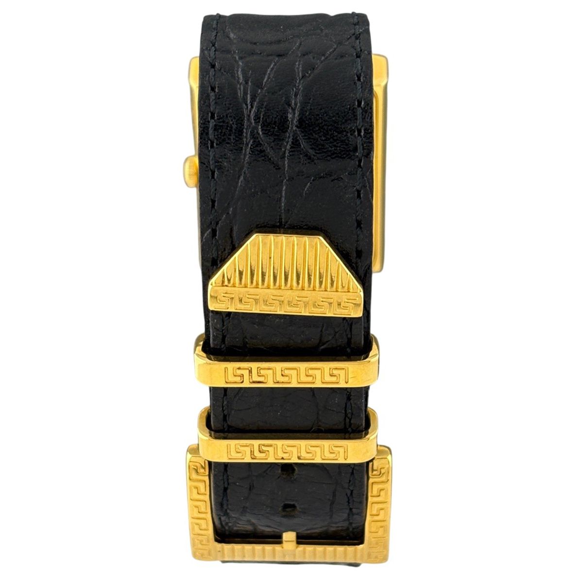 Versace Gianni Square Medusa Watch SS Leather Quartz Gold — view 3