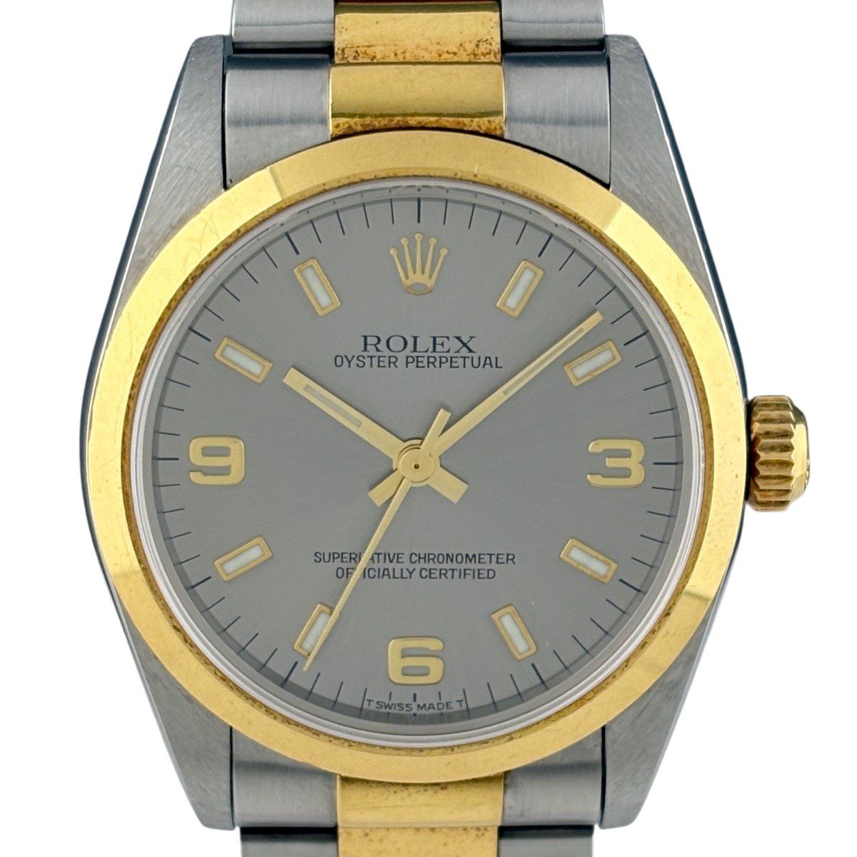 Rolex Oyster Perpetual Watch SS YG Automatic Winding Gray Boys