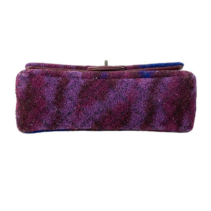 Chanel Shoulder Bag 2.55 Double Flap Quilted Purple Bordeaux Navy Wool Lambskin — view 5
