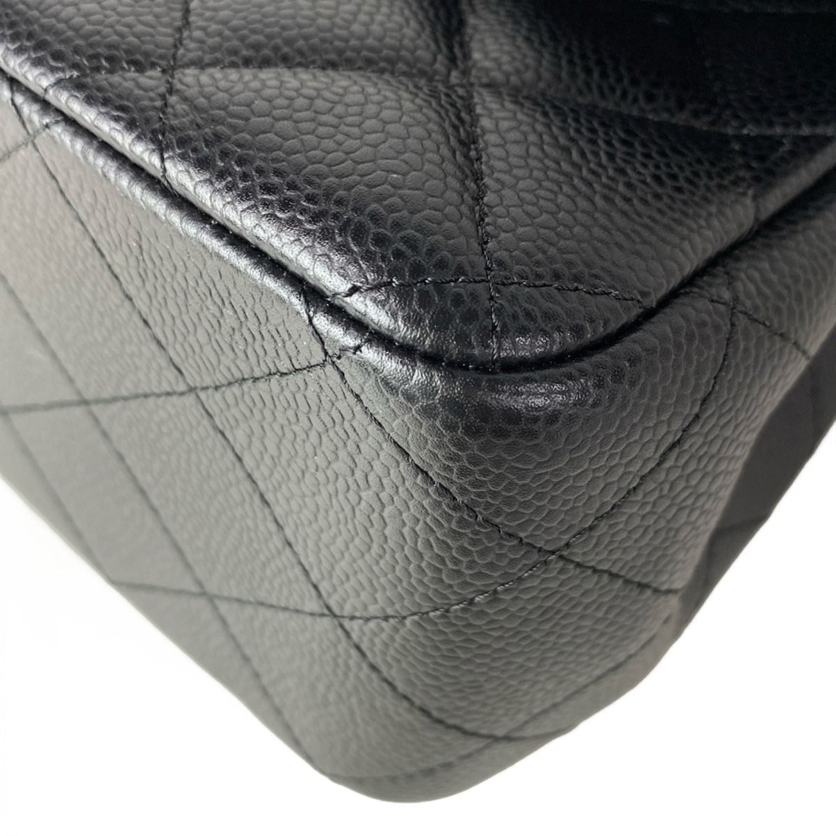 Chanel Shoulder Bag Big Quilted Black Double Flap Silver Chain — view 7