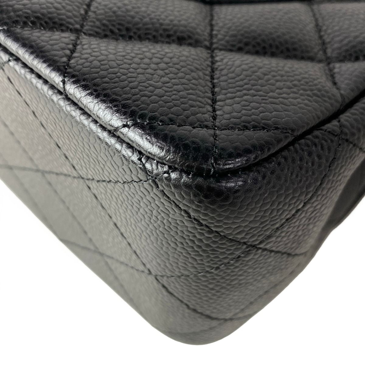 Chanel Shoulder Bag Big Quilted Black Double Flap Silver Chain — view 9