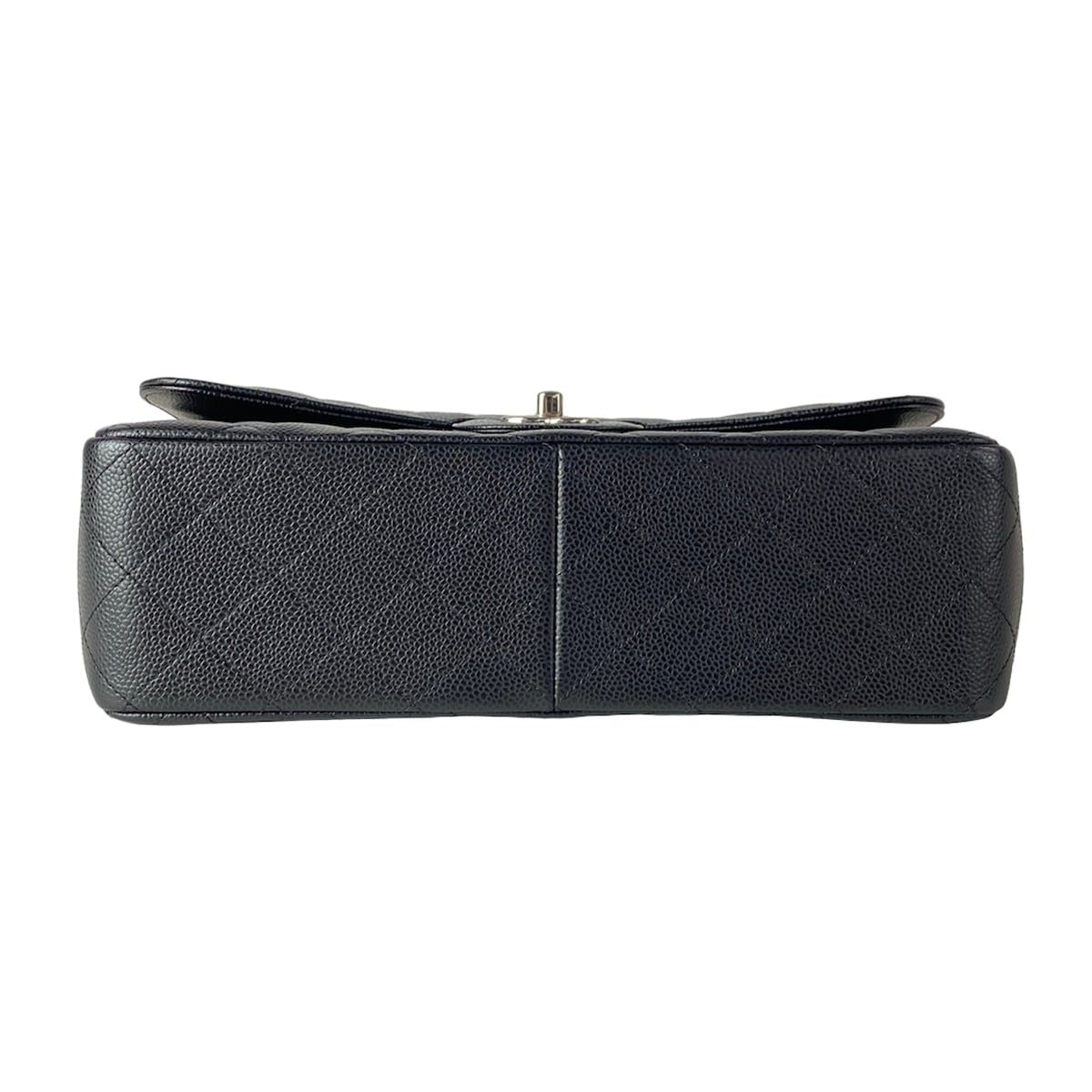 Chanel Shoulder Bag Big Quilted Black Double Flap Silver Chain — view 5