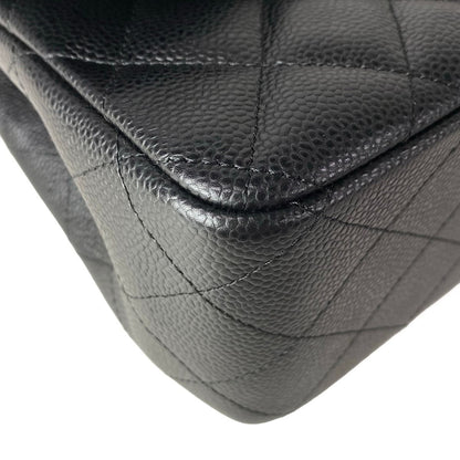 Chanel Shoulder Bag Big Quilted Black Double Flap Silver Chain — view 6
