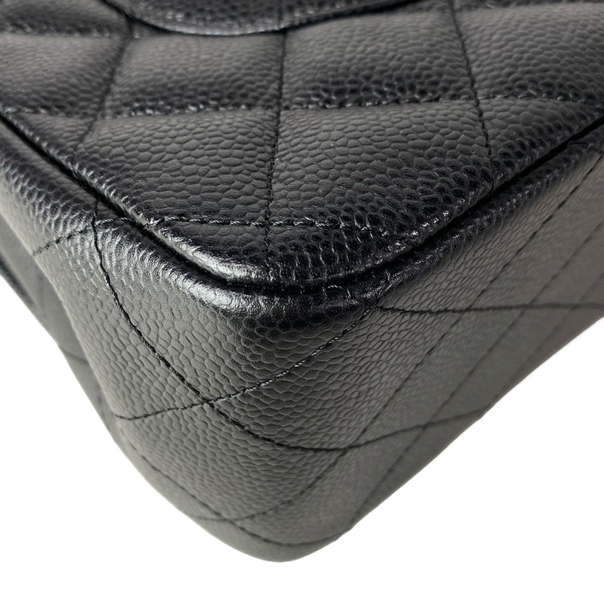 Chanel Shoulder Bag Big Quilted Black Double Flap Silver Chain — view 8