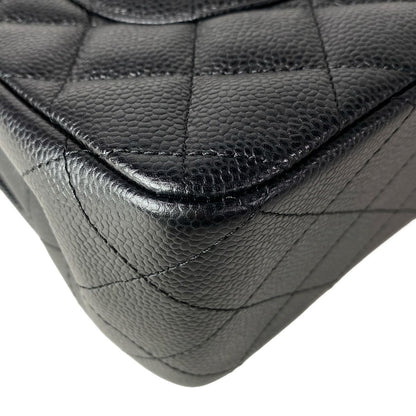 Chanel Shoulder Bag Big Quilted Black Double Flap Silver Chain — view 8