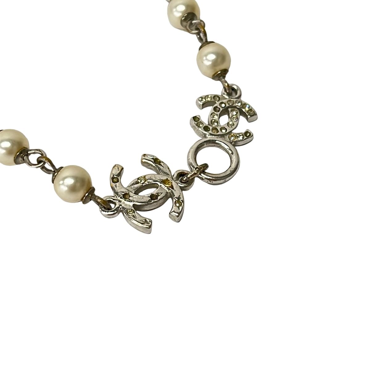 Chanel Bracelet Silver Ivory CC Logo — view 2