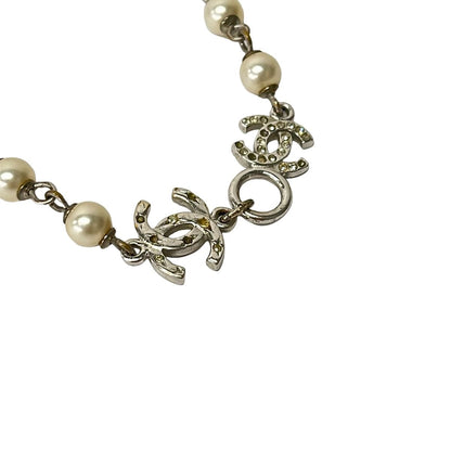 Chanel Bracelet Silver Ivory CC Logo — view 2