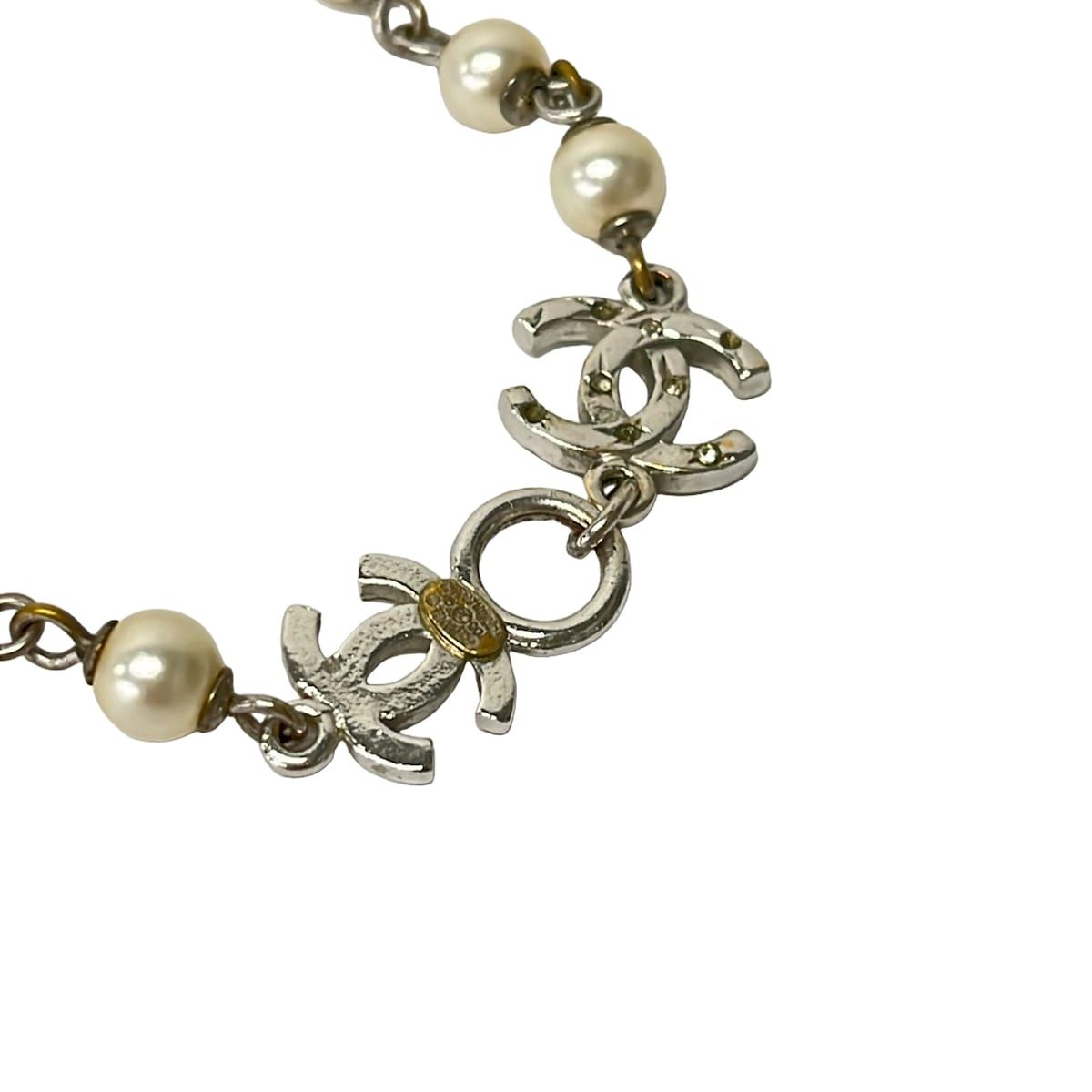 Chanel Bracelet Silver Ivory CC Logo — view 3