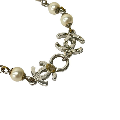 Chanel Bracelet Silver Ivory CC Logo — view 3