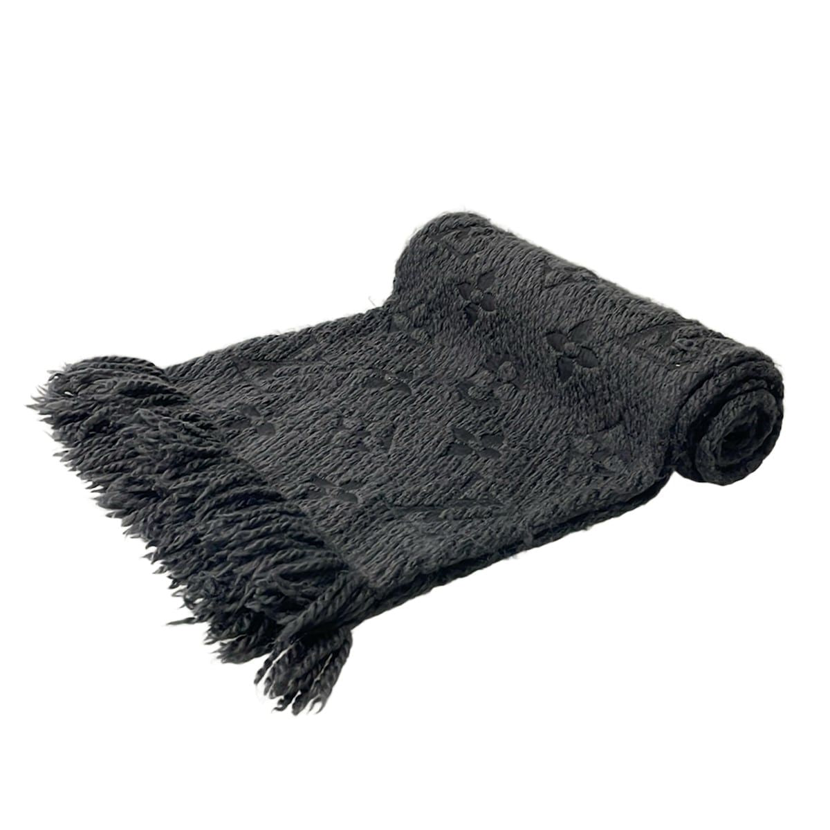 Louis Vuitton Scarf Echarpe Logo Mania Anthracite Wool Silk