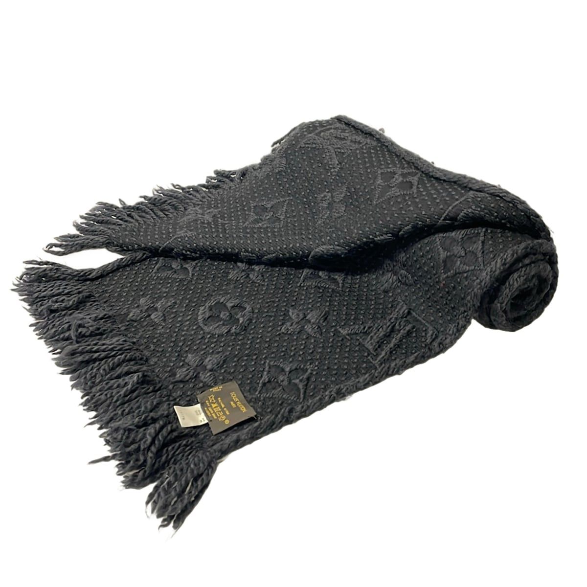Louis Vuitton Scarf Echarpe Logo Mania Anthracite Wool Silk — view 4