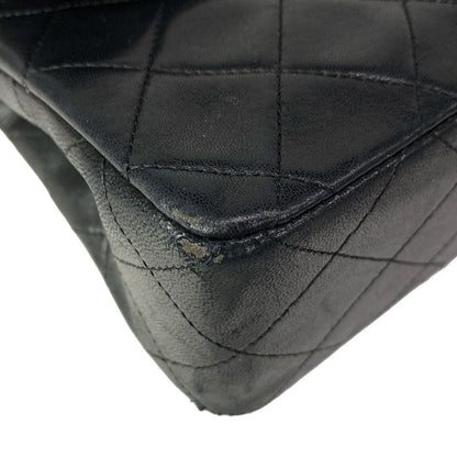 Chanel Shoulder Bag Double Flap Quilted Black Chain Gold Lambskin — view 6