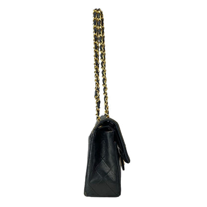 Chanel Shoulder Bag Double Flap Quilted Black Chain Gold Lambskin — view 2