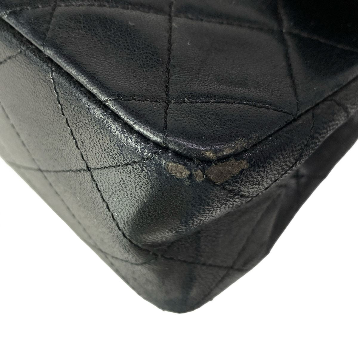 Chanel Shoulder Bag Double Flap Quilted Black Chain Gold Lambskin — view 7