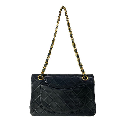 Chanel Shoulder Bag Double Flap Quilted Black Chain Gold Lambskin — view 3