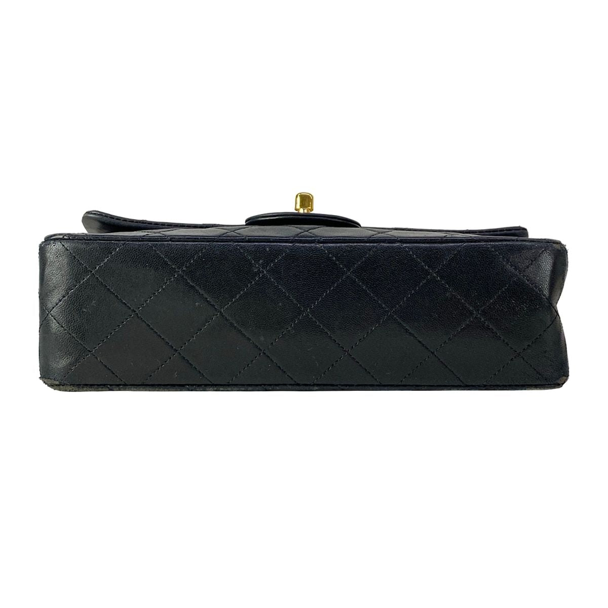 Chanel Shoulder Bag Double Flap Quilted Black Chain Gold Lambskin — view 5