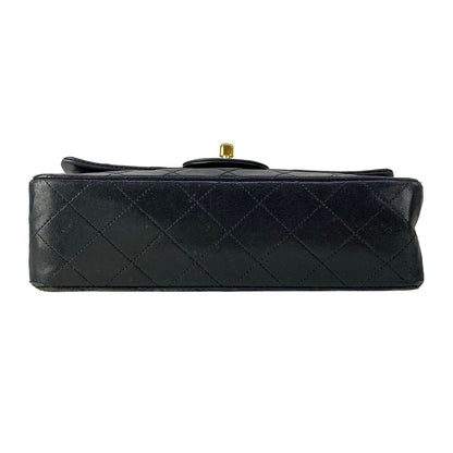Chanel Shoulder Bag Double Flap Quilted Black Chain Gold Lambskin — view 5