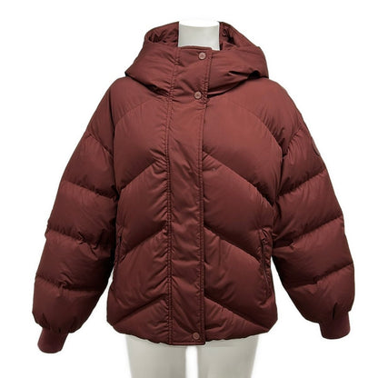 Hermes Down Jacket 38 M Bordeaux Long Sleeve Zip Up Series Button Winter