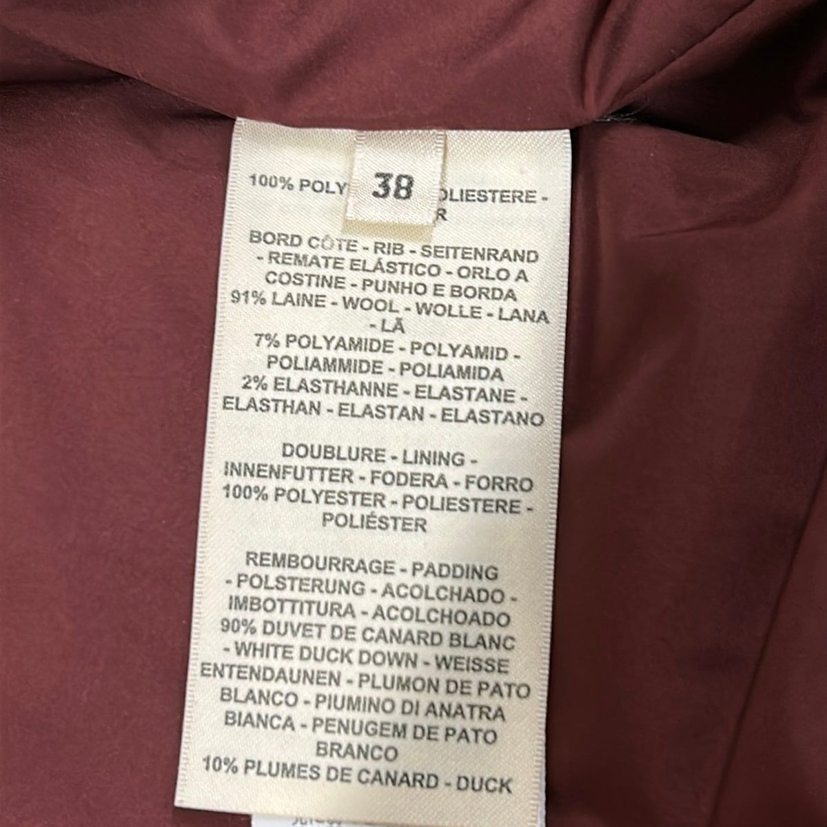 Hermes Down Jacket 38 M Bordeaux Long Sleeve Zip Up Series Button Winter — view 5