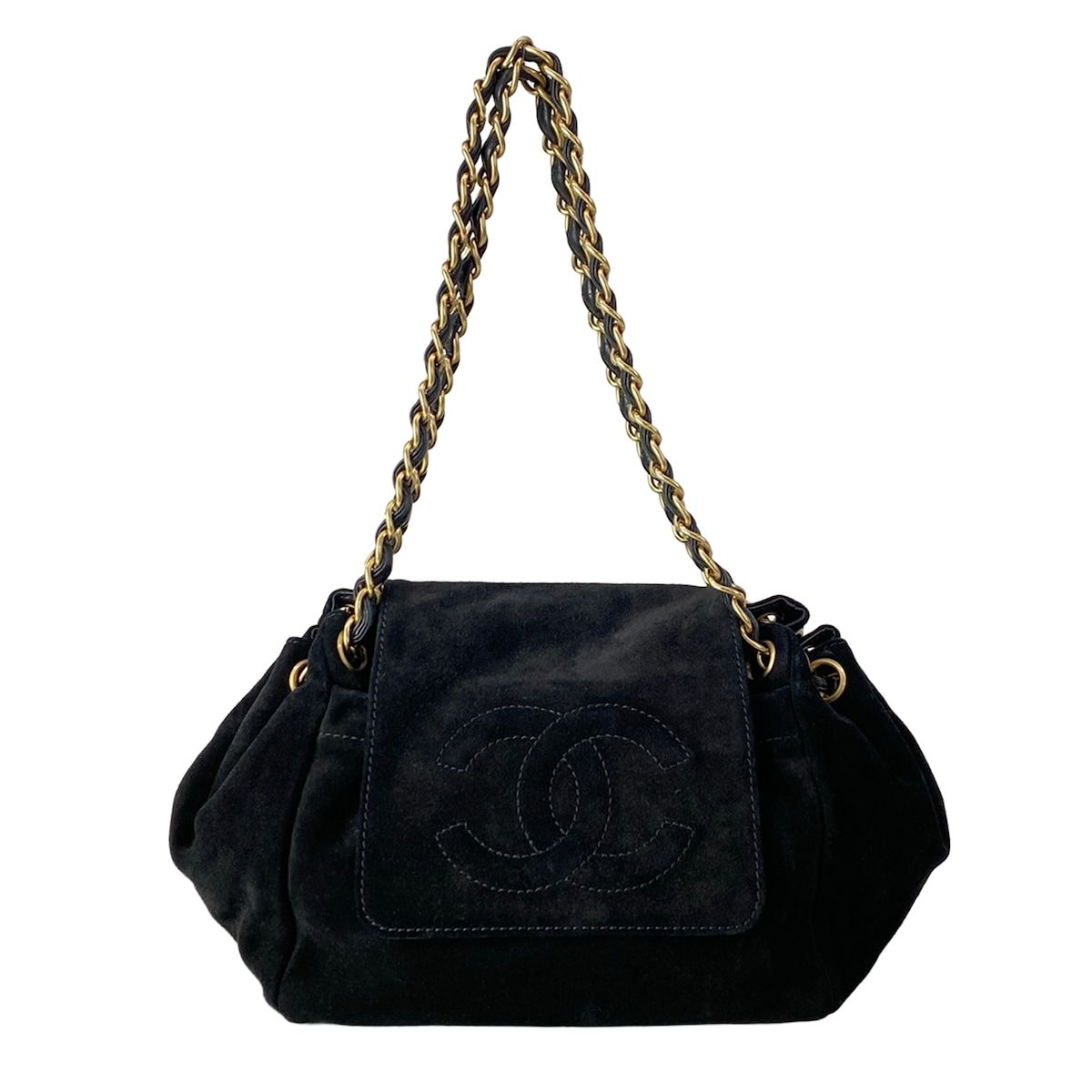 Chanel Shoulder Bag Black CC Logo Matt Togo Chain Flap
