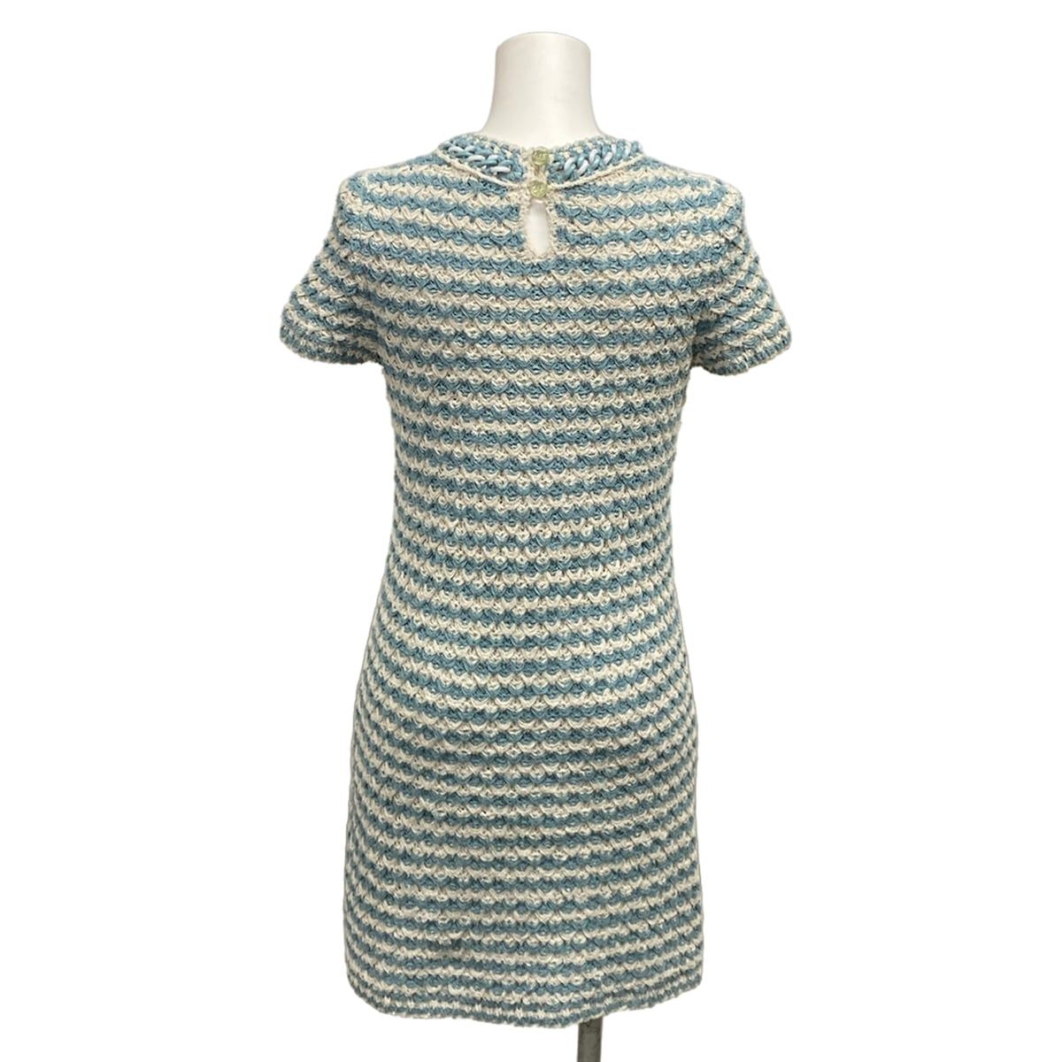 Chanel Dress 36 S Light Blue Ivory Cotton — view 2