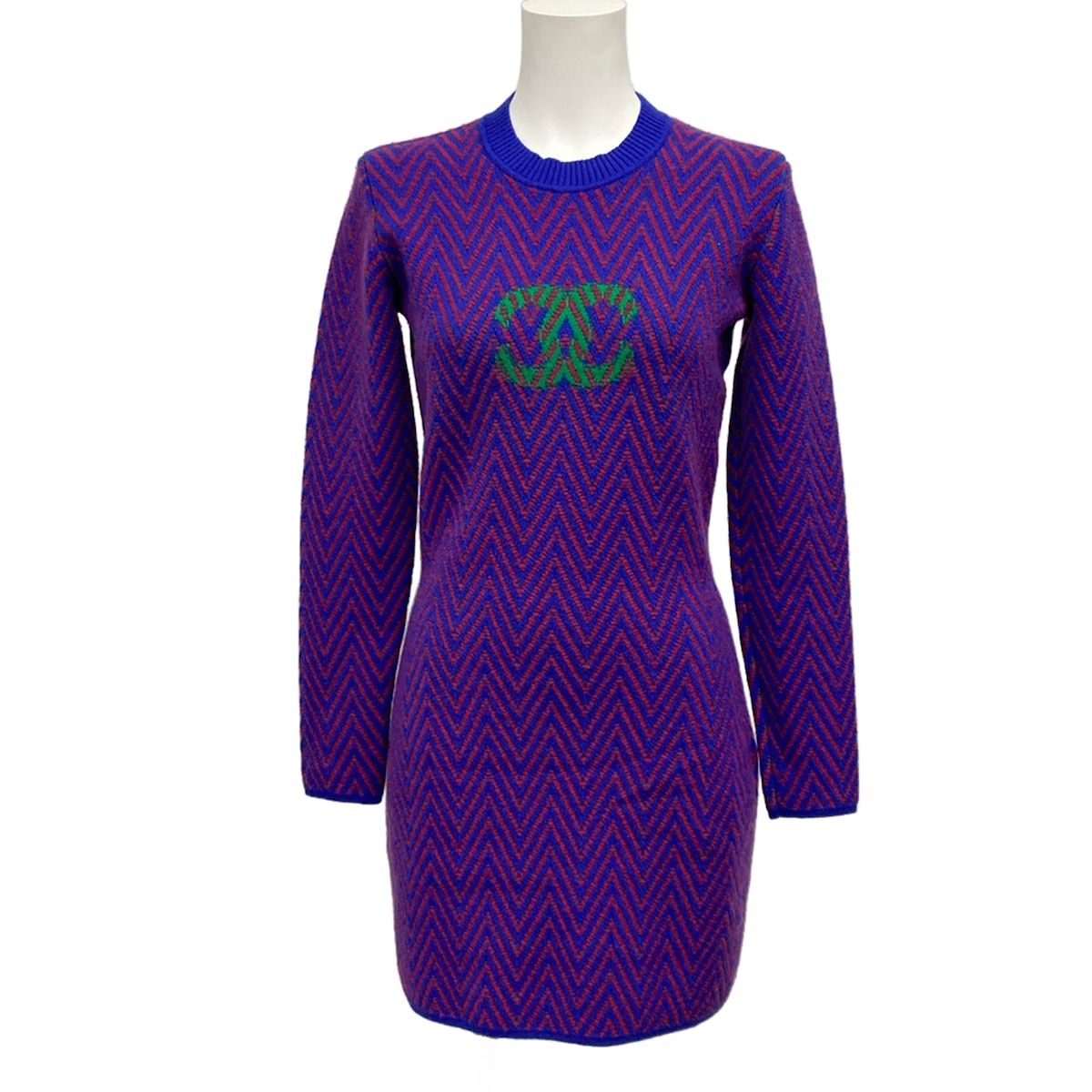 Chanel Dress 36 S Blue Red Green Cashmere