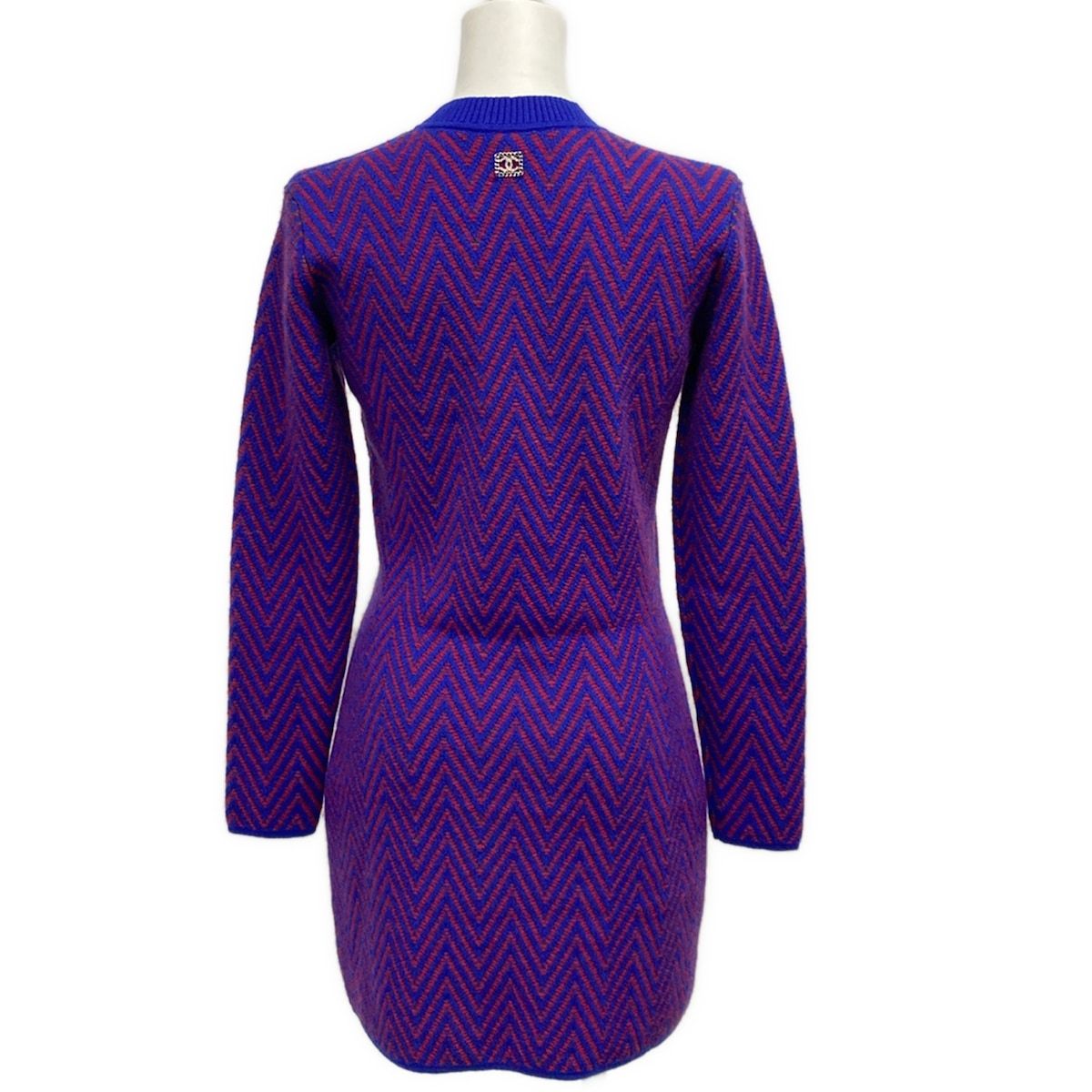 Chanel Dress 36 S Blue Red Green Cashmere — view 2