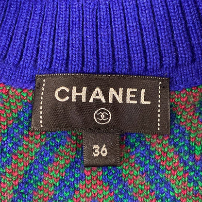 Chanel Dress 36 S Blue Red Green Cashmere — view 3