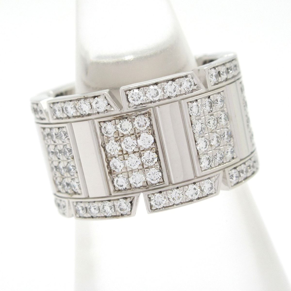Cartier Ring 51 Tank Francaise LM 18k White Gold Diamond Pave — view 2