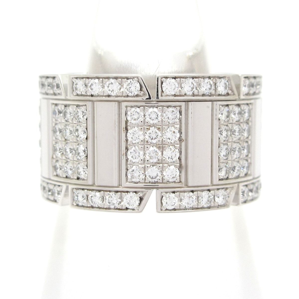 Cartier Ring 51 Tank Francaise LM 18k White Gold Diamond Pave