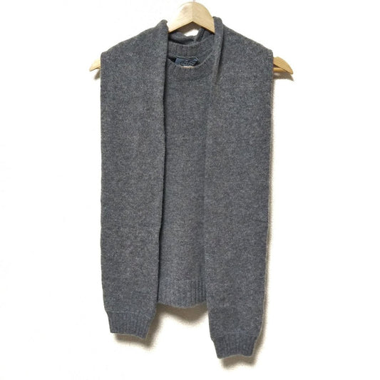 Prada Sleeveless Sweater 38 S Gray Crew Neck with Scarf Cashmere