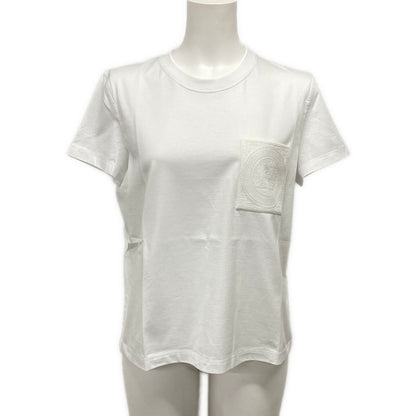 Hermes Short Sleeve T-Shirt 40 M Same Embroidered Pocket White Crew Neck