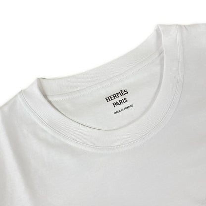 Hermes Short Sleeve T-Shirt 40 M Same Embroidered Pocket White Crew Neck — view 7