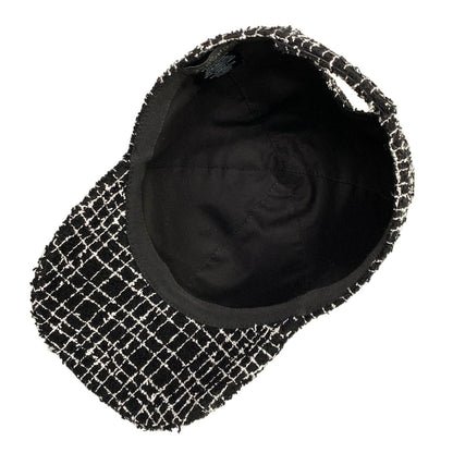 Chanel Cap Black White Tweed Cotton Hat — view 4