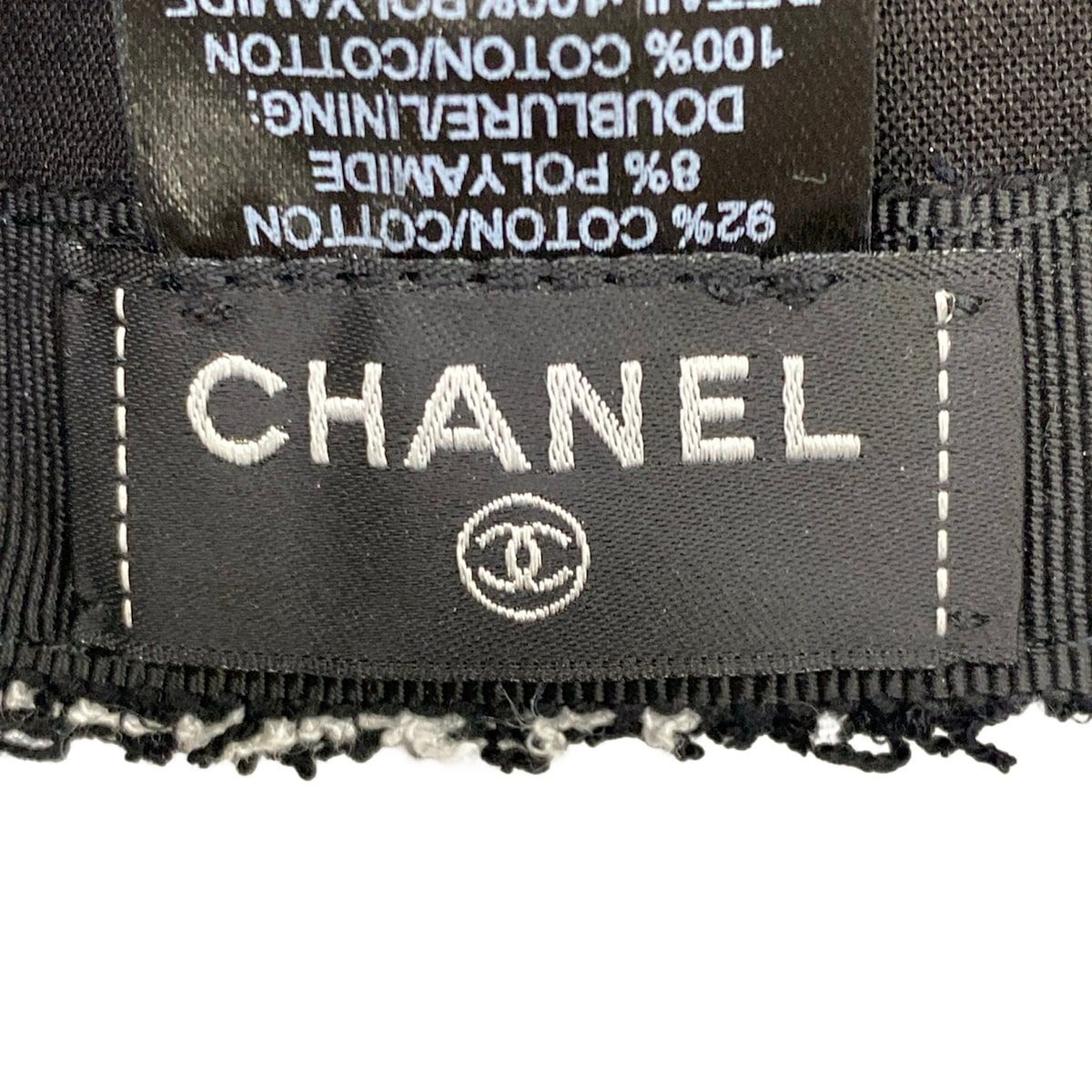Chanel Cap Black White Tweed Cotton Hat — view 5