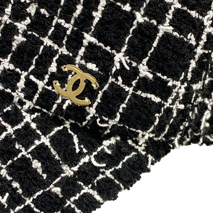 Chanel Cap Black White Tweed Cotton Hat — view 7