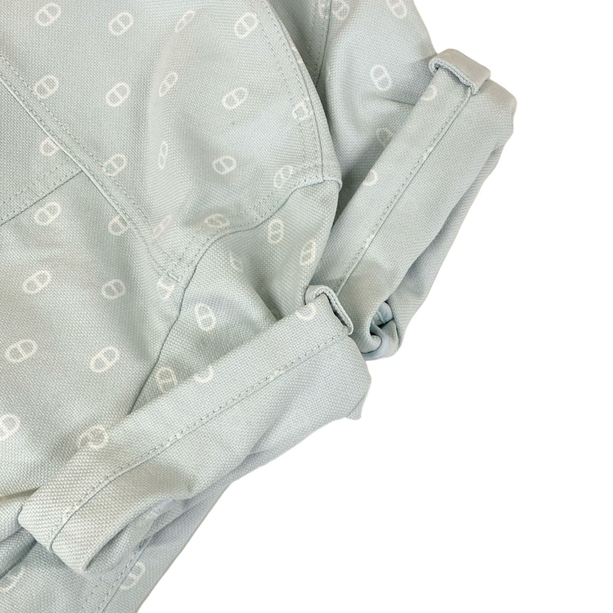 Hermes Dress 38 M Light Blue White Short Sleeve Chaine D'ancre Series Button — view 7