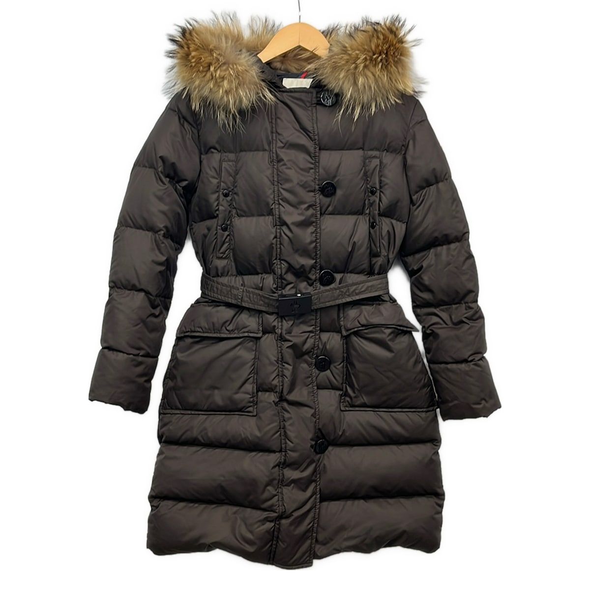 Moncler Down Jacket Coat 00 XS Messina Dark Brown Gray Long Sleeve Winter