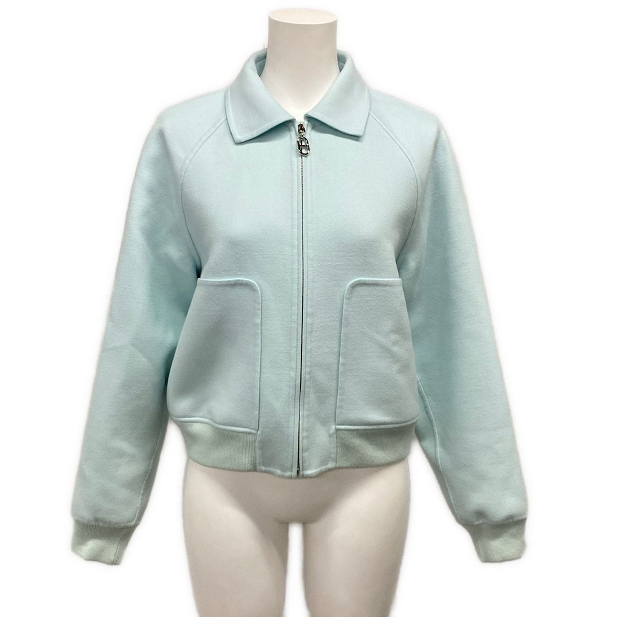 Hermes Jacket 38 M Light Blue Long Sleeve Zip Up Chaine D'ancre Spring Autumn