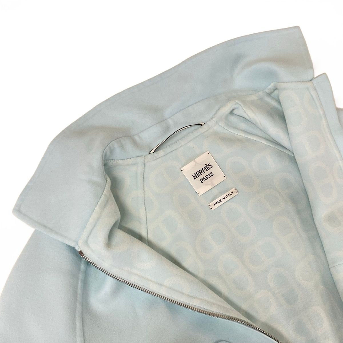 Hermes Jacket 38 M Light Blue Long Sleeve Zip Up Chaine D'ancre Spring Autumn — view 8