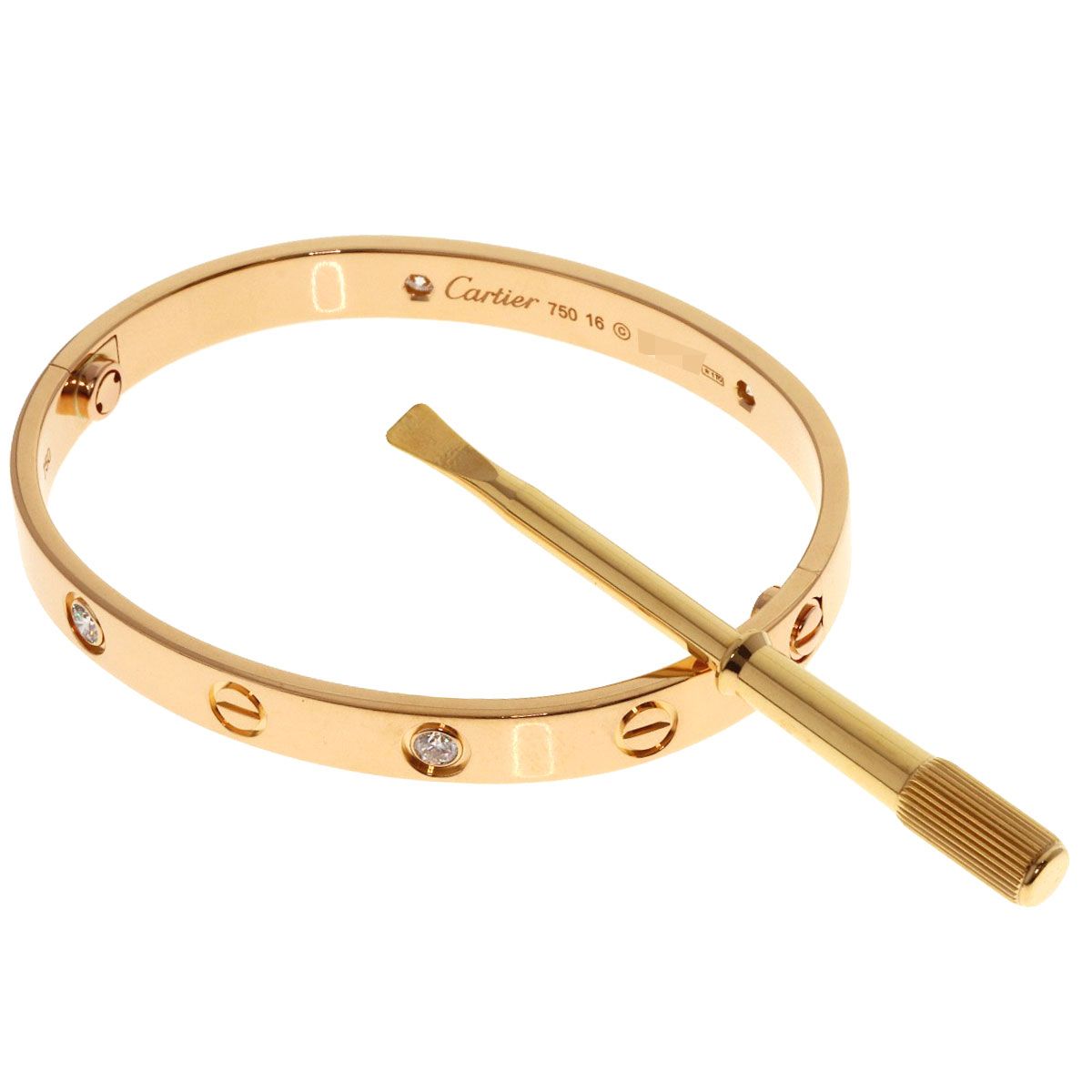 Cartier Love Bracelet Classic Half Diamond Driver 18k Pink Gold
