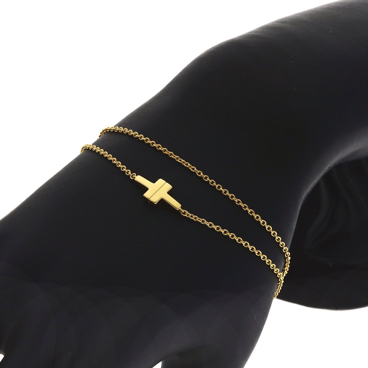 Tiffany & Co T Tow Double Chain Bracelet 18k Yellow Gold — view 5