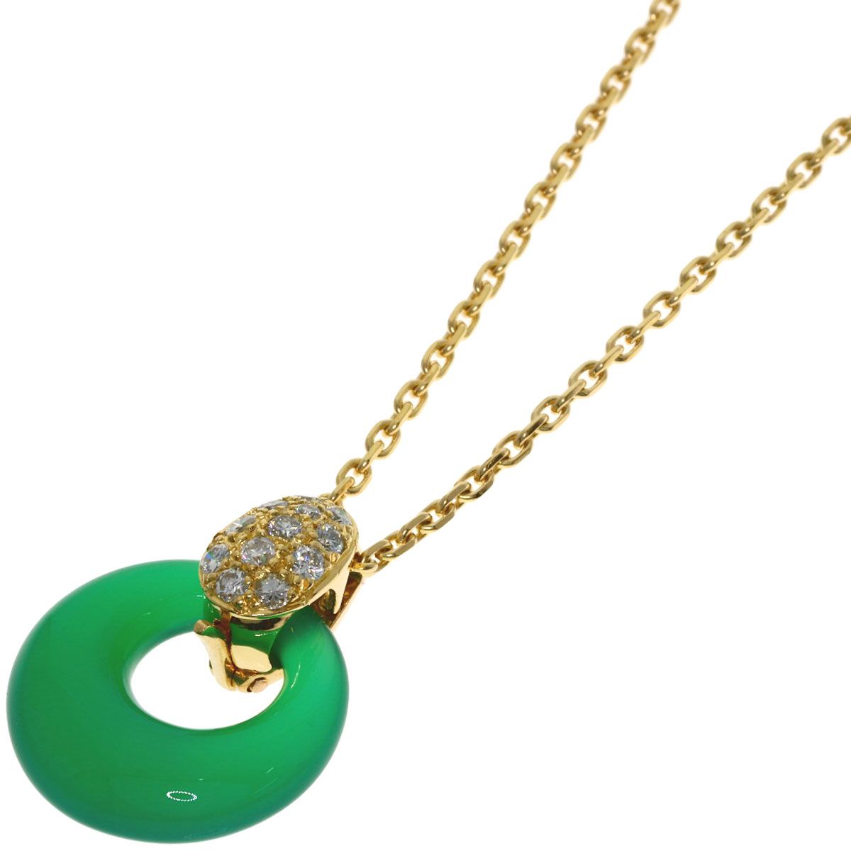 Van Cleef & Arpels Angelic Chalcedony Diamond Necklace 18k Yellow Gold